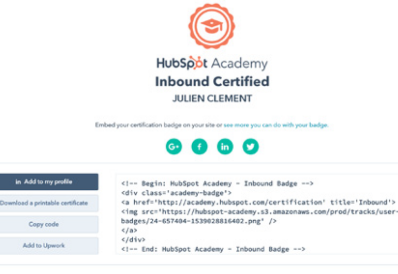HUBSPOT CERTIFICATE